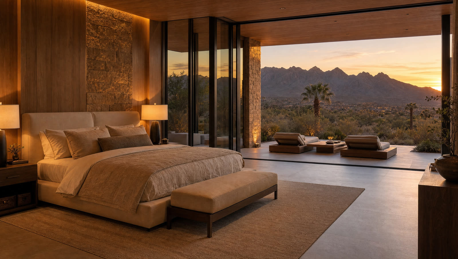 Scene 06: primary suite bedroom of the luxury villa